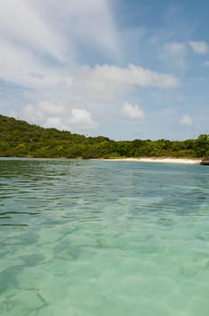 stunning deserted beach in Antigua, Caribbean (ocean view and dramatic sky)