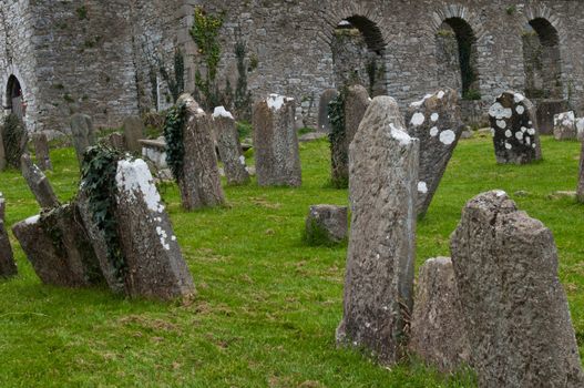 Saint Anne church and graveyard in Mallow town, Ireland (sunset picture)