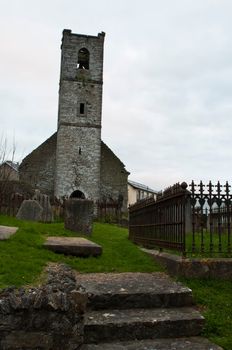 Saint Anne church and graveyard in Mallow town, Ireland (sunset picture)