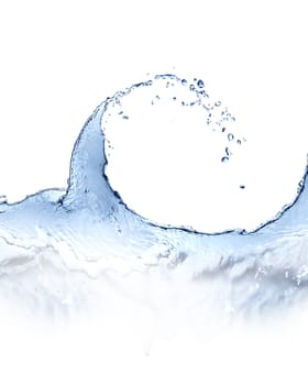 Abstract blue splashing water on white background