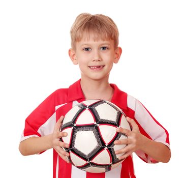 boy with soccer ball posing