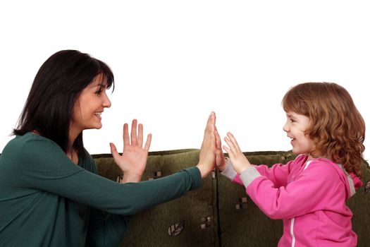 happy mother and daughter