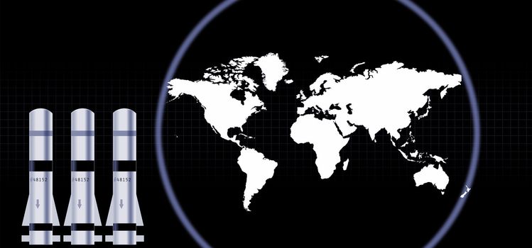 illustration of the missles and radar over planet map