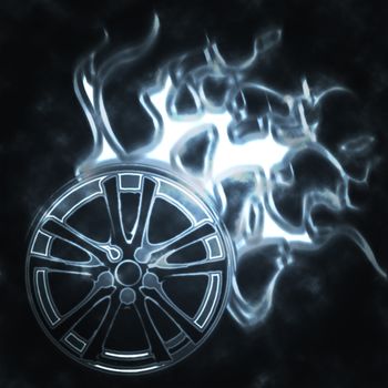 illustration of the alloy burning wheel abstract