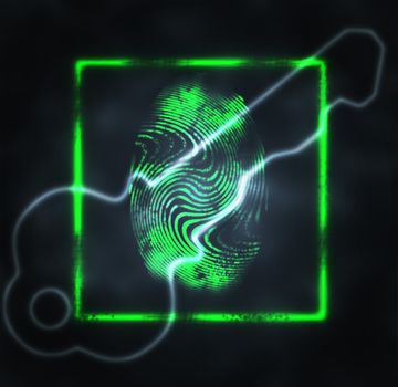 abstract illustration of the finger print and key