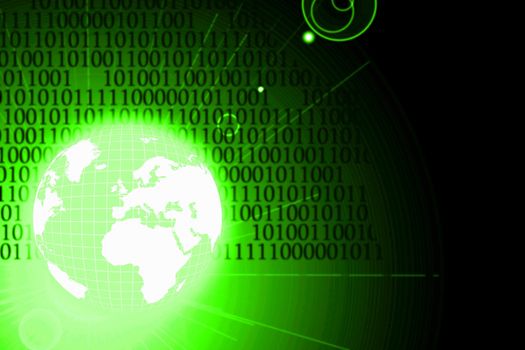 illustration of the globe and binary code