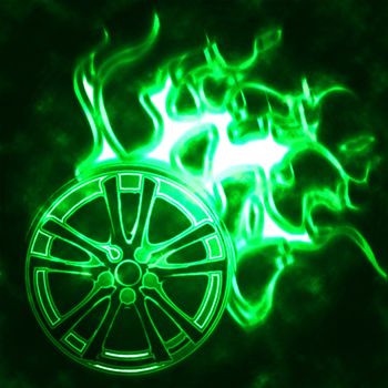 illustration of the alloy burning wheel abstract