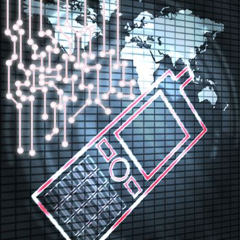 mobile phone and world modern abstract illustration