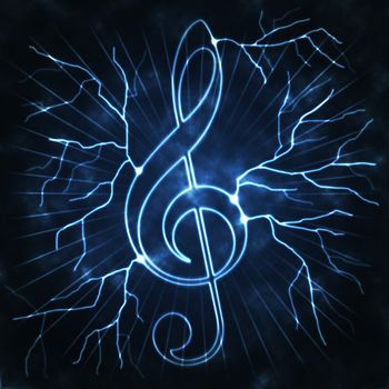 lightning and musical sign the abstract blue white illustration