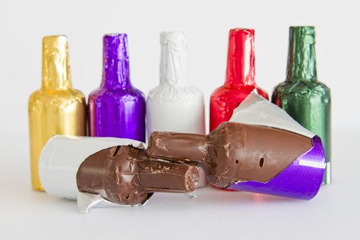 chocolate bottle-shaped  filled with liqueur flavors