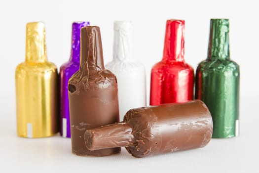 chocolate bottle-shaped  filled with liqueur flavors