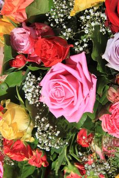 Mixed rose bouquet, big roses in bright colors