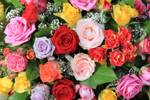 Mixed rose bouquet, big roses in bright colors