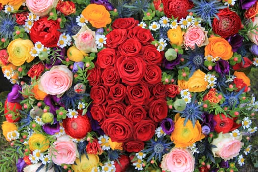 Summer flower arrangement in many bright colors