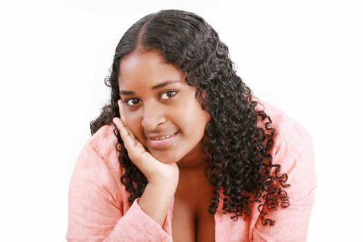 Portrait of teenage girl, isolated on white