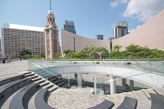 Architecture structure of Hong Kong Cultural Centre over blue sky 