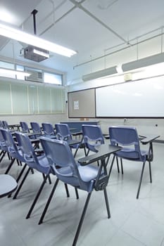 empty classroom with chair and board