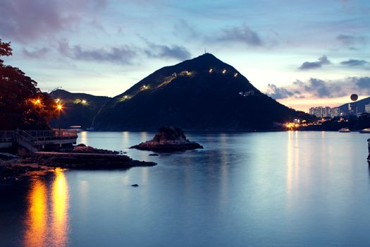 Sunrise over Lake in hongkong