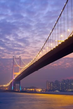 bridge at sunset moment, Tsing ma bridge 