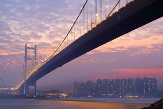 bridge at sunset moment, Tsing ma bridge 