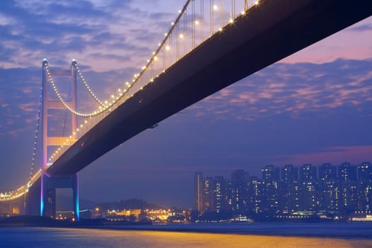 long bridge in sunset hour