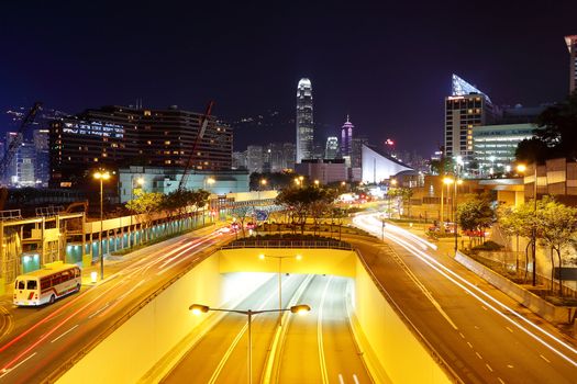 modern city traffic at night 