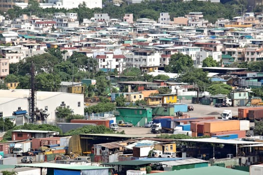 downtown city and old building 