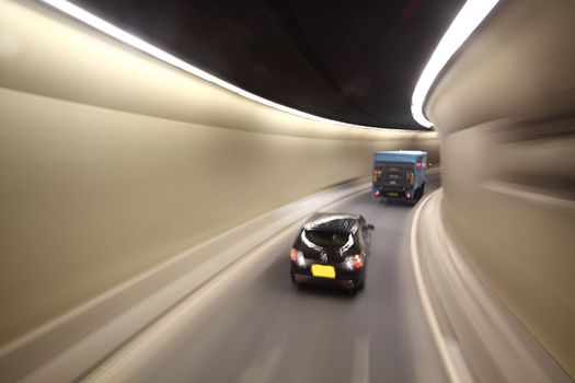 urban tunnel and traffic light