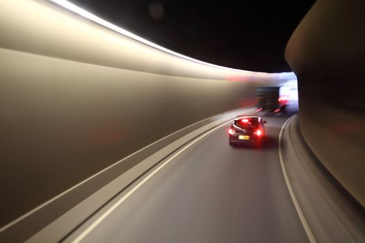 urban tunnel and traffic light