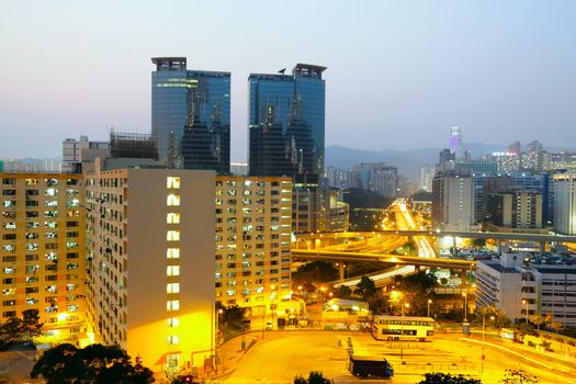 urban downtown night, hong kong 