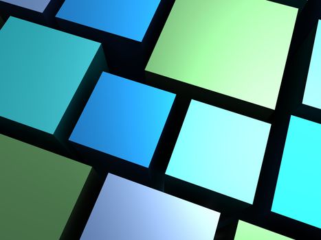 Abstract background - blue and green different cubes
