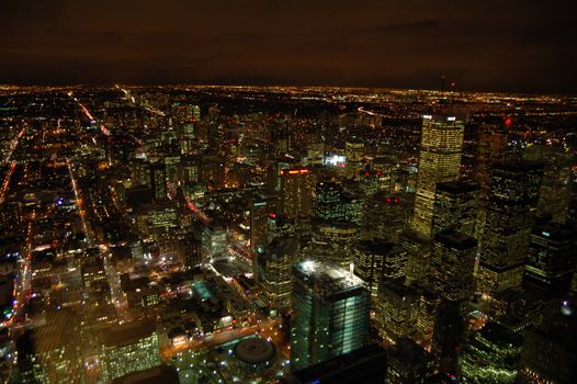 Night panorama of Toronto megalopolis
