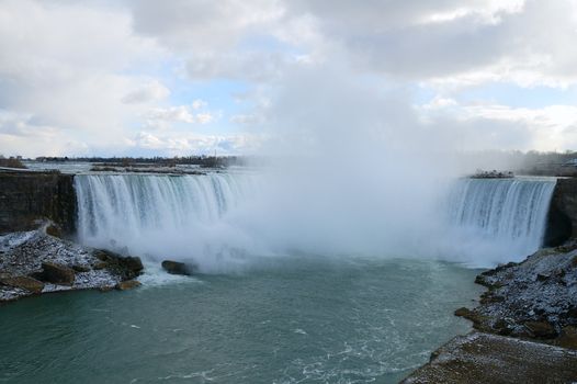 Panorama of Niagara Falls from Canadian bank