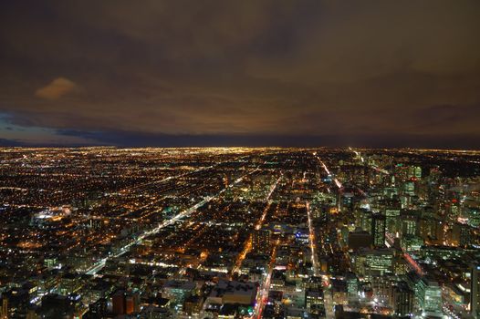 Night panorama of Toronto megalopolis