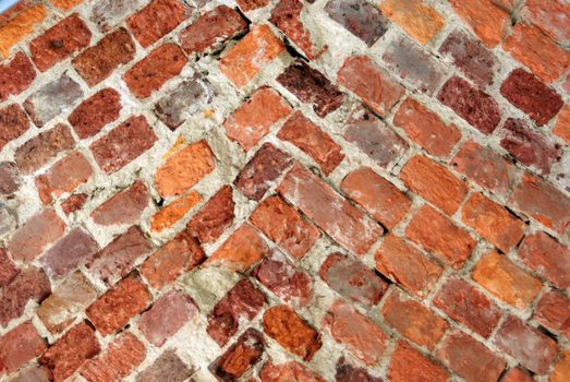 Texture of old weathered brick wall for backgrounds
