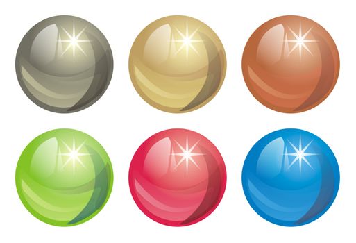 Decorative spheres of different colors for design creation in celebratory style