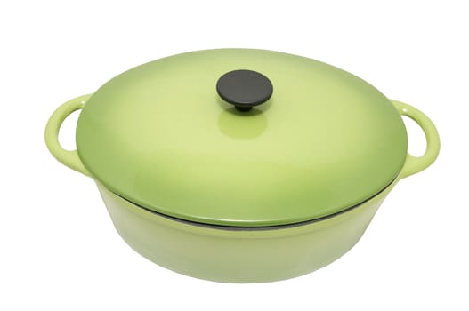 A new large saucepan on a white background
