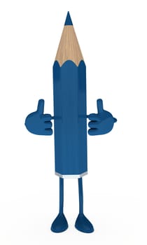 big blue pencil figure show thumb up