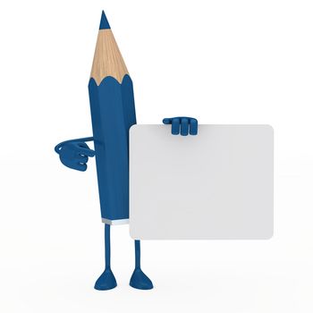 blue pencil figure point finger on billboard