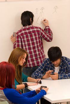 Pretty bored students in the classroom