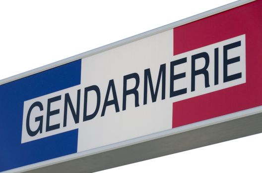 sign Gendarmerie, french police isolated on a white background