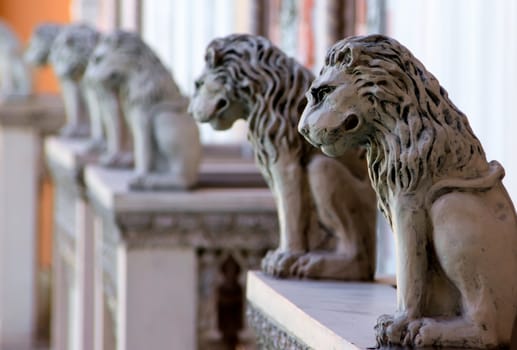 Row of lion statues from the Venitian Hotel Las Vegas