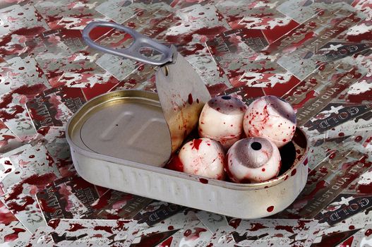 Surreal images - Tin Of Eyeballs - bizarre image - allegory metaphor