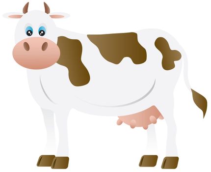 Farm Animal Milk Cow Illustration Isolated on White Background