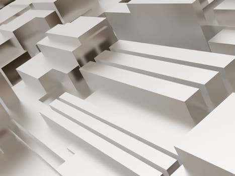 Abstract metallic cubic surface of white gray and brown tones