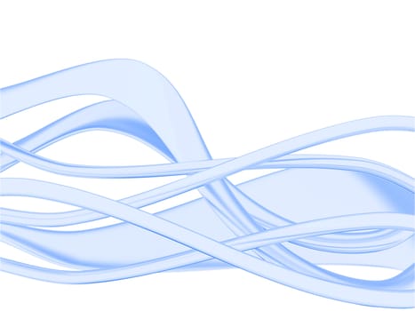 Metal or glass blue abstract waves on a white background