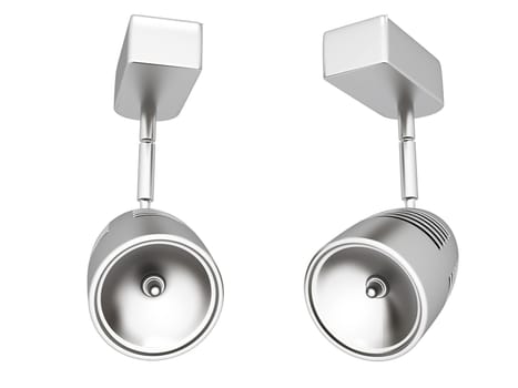 Two metal brilliant lighting devices on a white background
