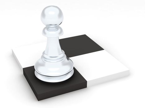 Pawn of white color on dark and light chess cells