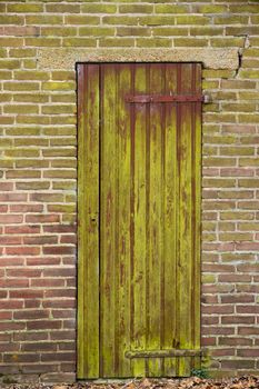 Weathered door in an old wall