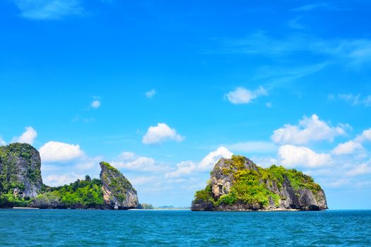 tall cliff with trees at Andaman Sea, Thailand